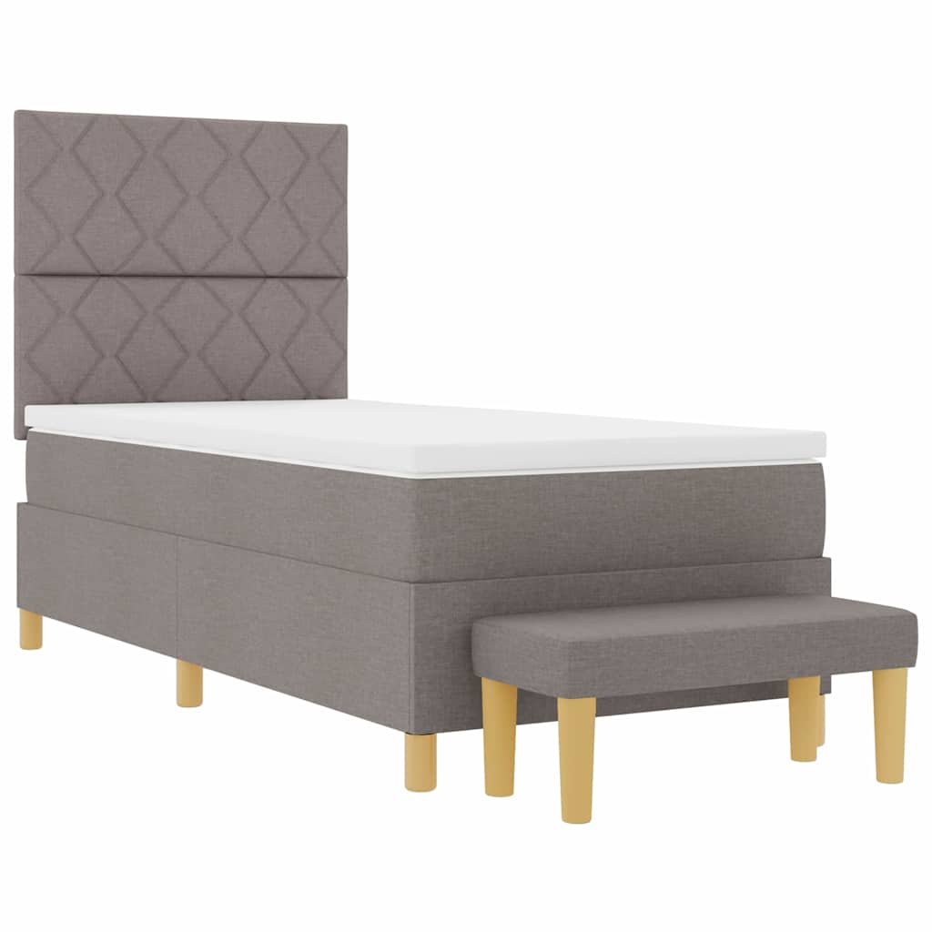 Box spring seng med hovedgærde Gråbrun 100 x 200 cm Stof