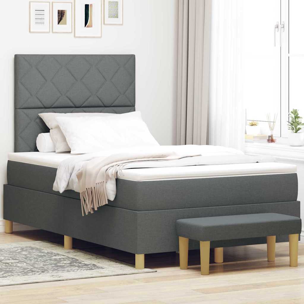Box spring seng med hovedgærde Mørkegrå 190 x 120 cm Stof