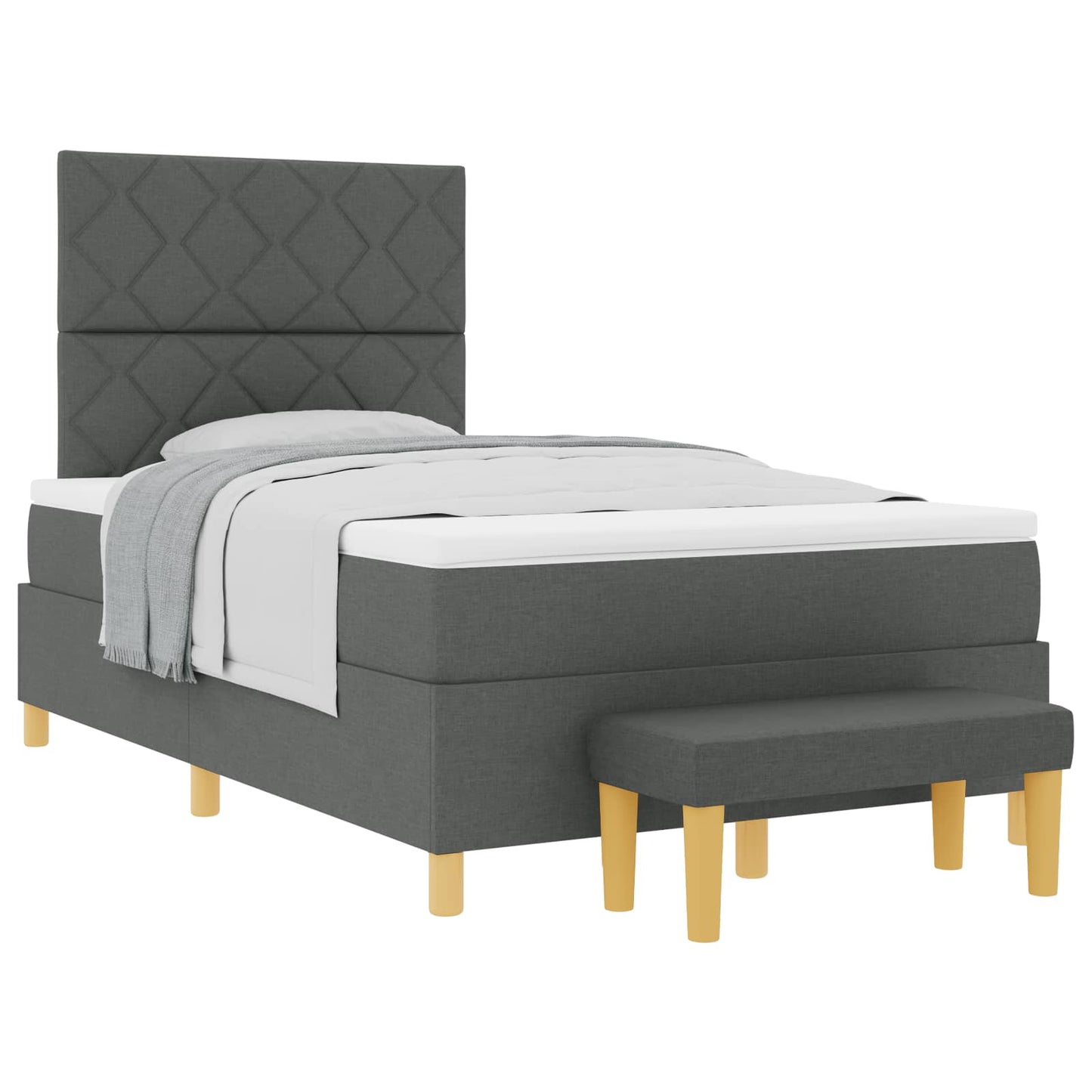 Box spring seng med pude Mørkegrå 200 x 120 cm Stof
