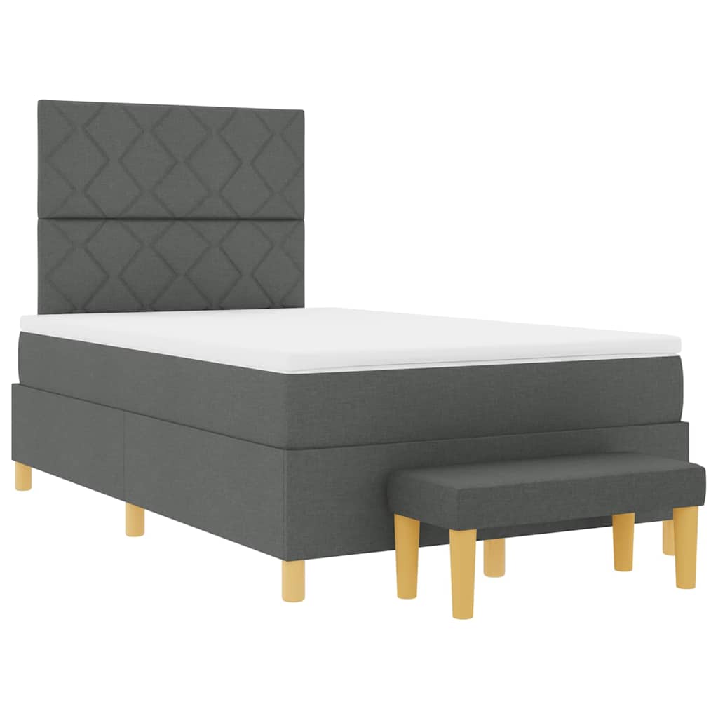 Box spring seng med pude Mørkegrå 200 x 120 cm Stof