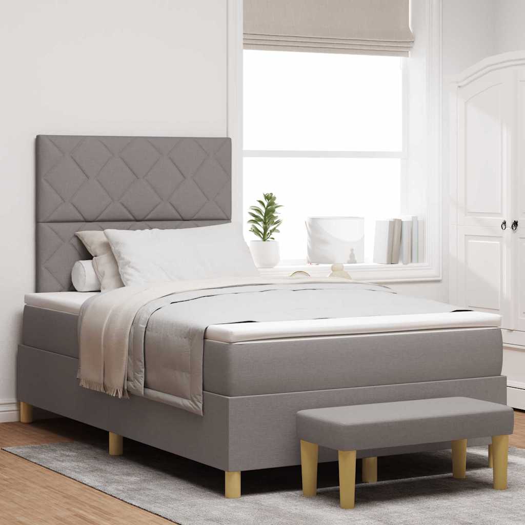 Box spring seng med hovedgærde Gråbrun 200 x 120 cm Stof