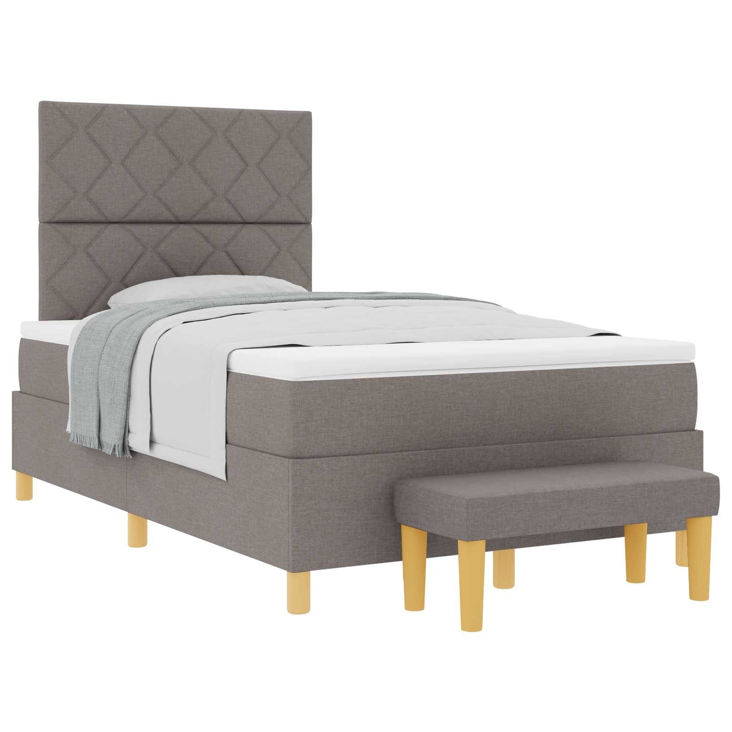 Box spring seng med hovedgærde Gråbrun 200 x 120 cm Stof