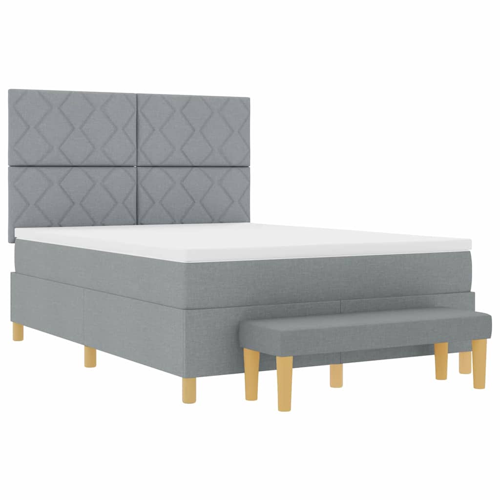 Box spring seng med hovedgærde Lysegrå 190 x 140 cm Stof