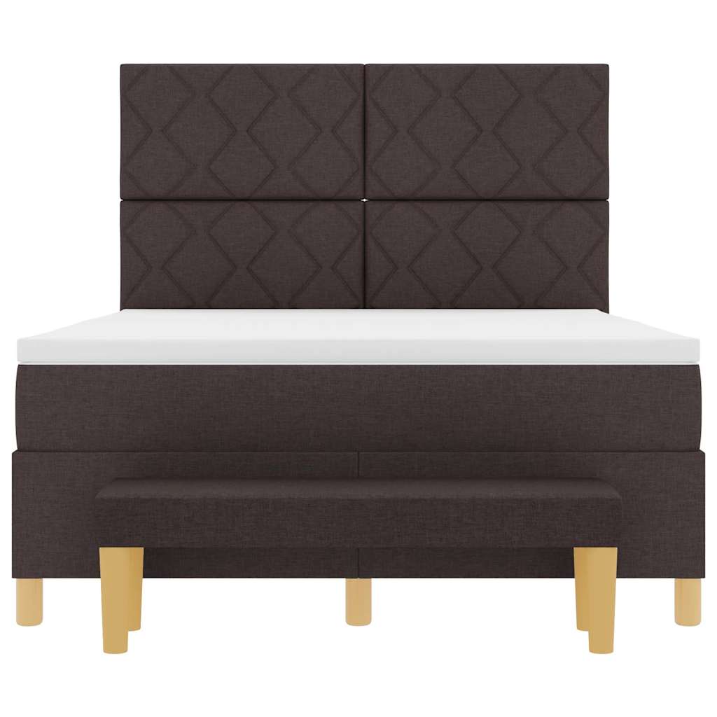 Box spring seng med hovedgærde Mørkebrun 190 x 140 cm Stof