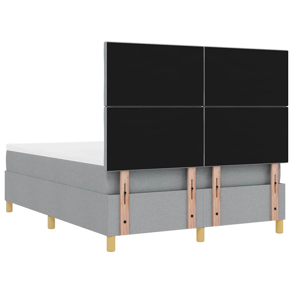 Box spring seng med pude Lysegrå 200 x 140 cm Stof