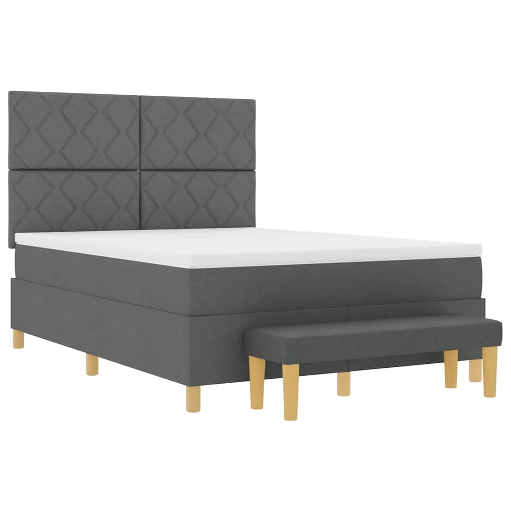 Box spring seng med hovedgærde Mørkegrå 200 x 140 cm Stof