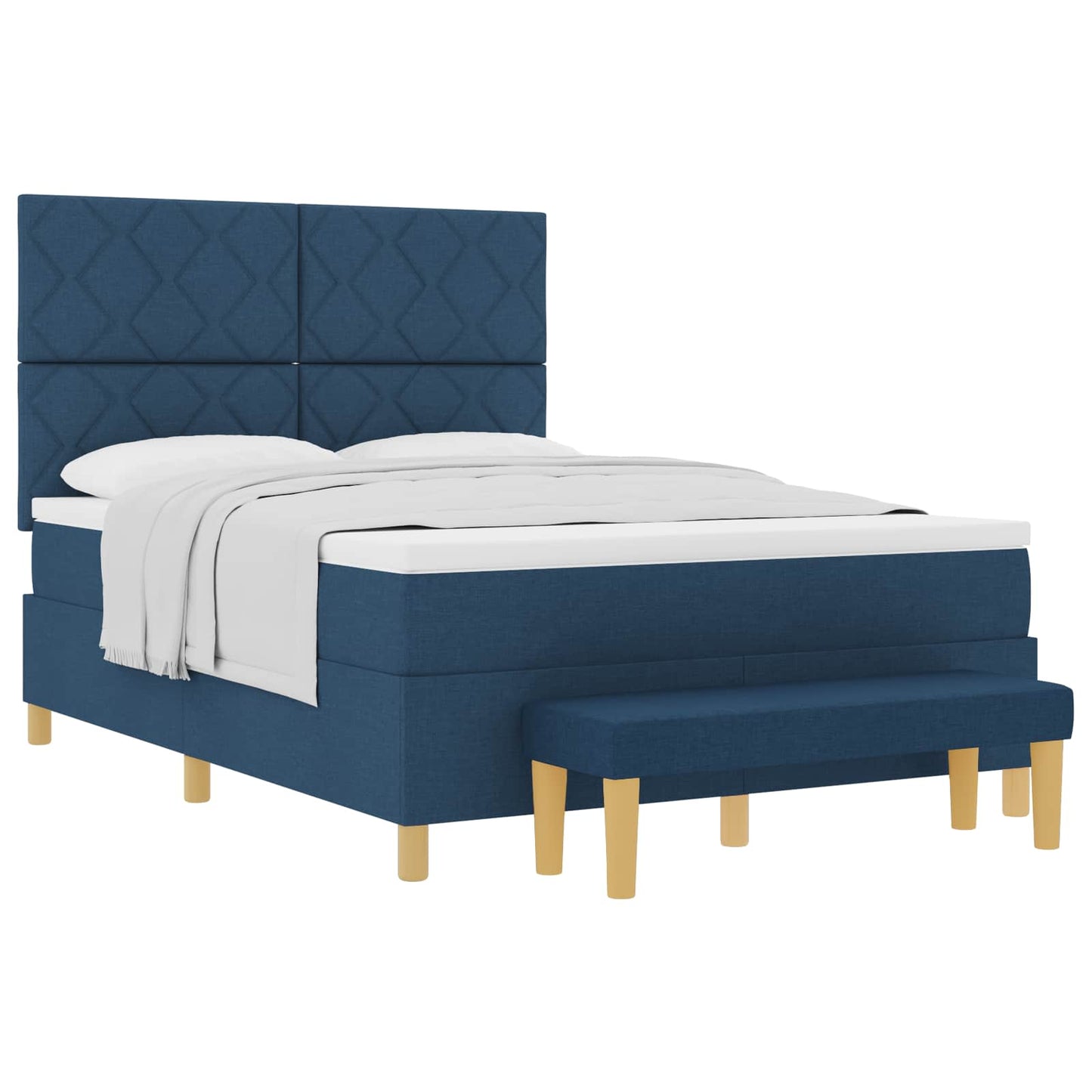 Box spring seng med pude med hovedgærde Blå 200 x 140 cm Stof
