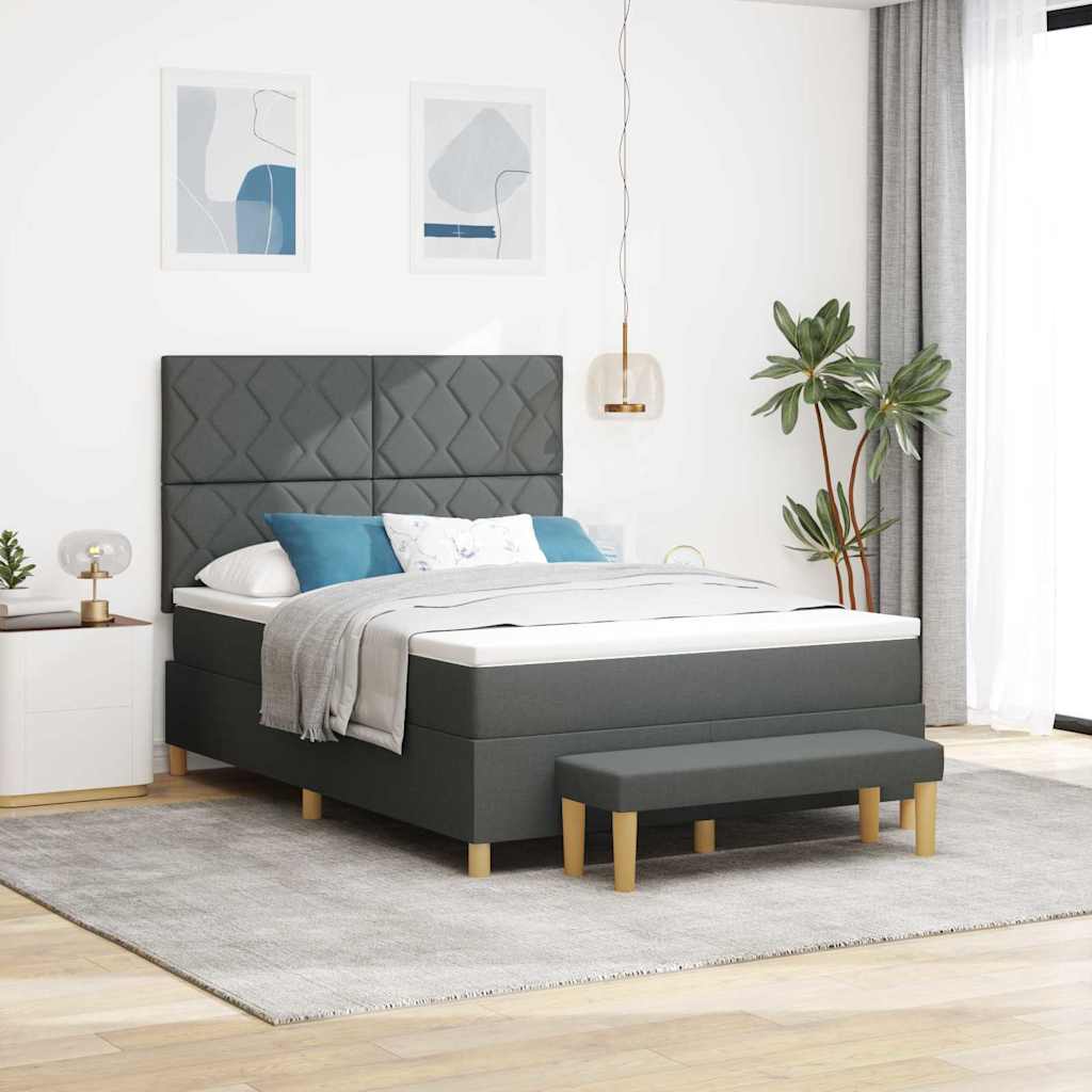 Box spring seng med pude Mørkegrå 200 x 160 cm Stof