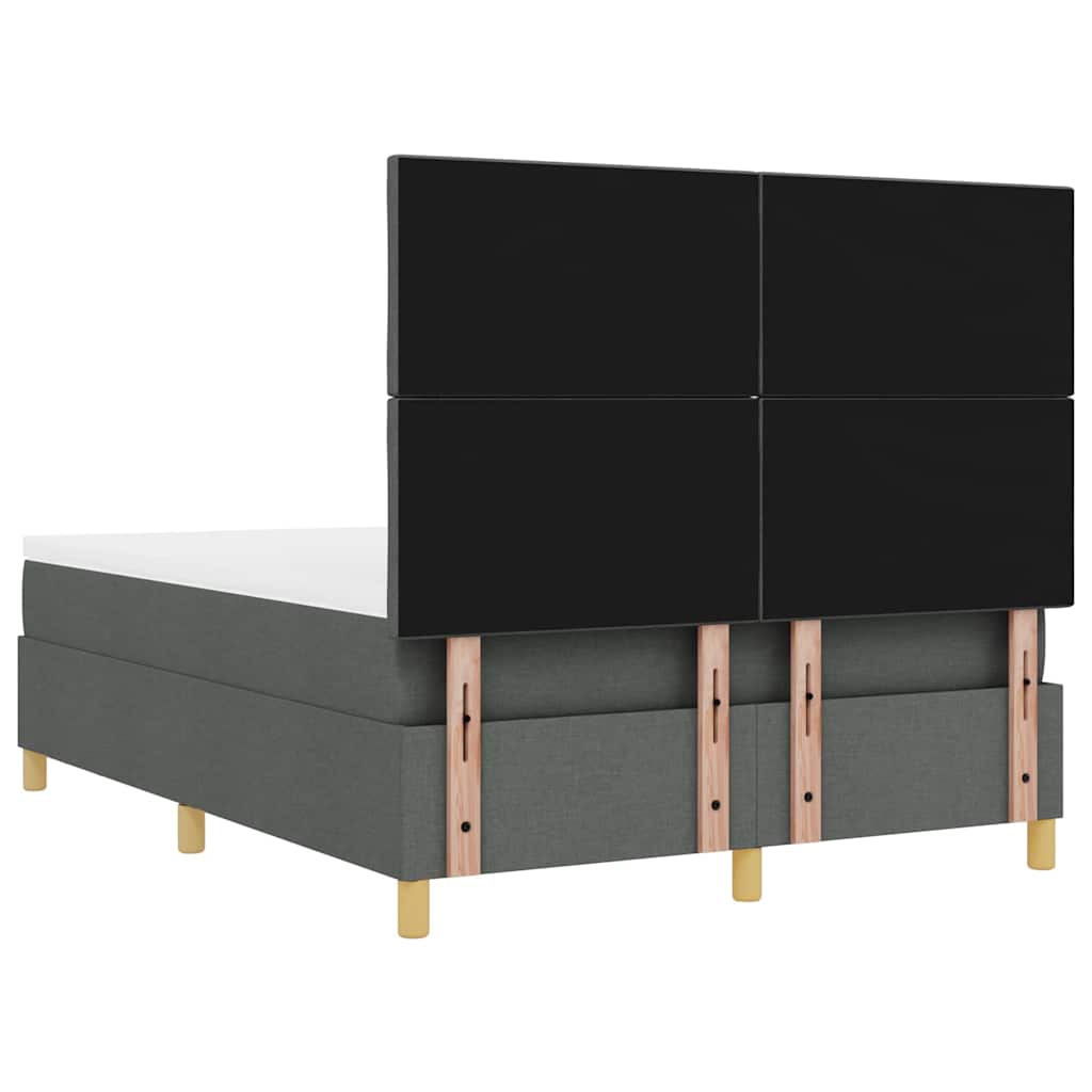 Box spring seng med pude Mørkegrå 200 x 160 cm Stof