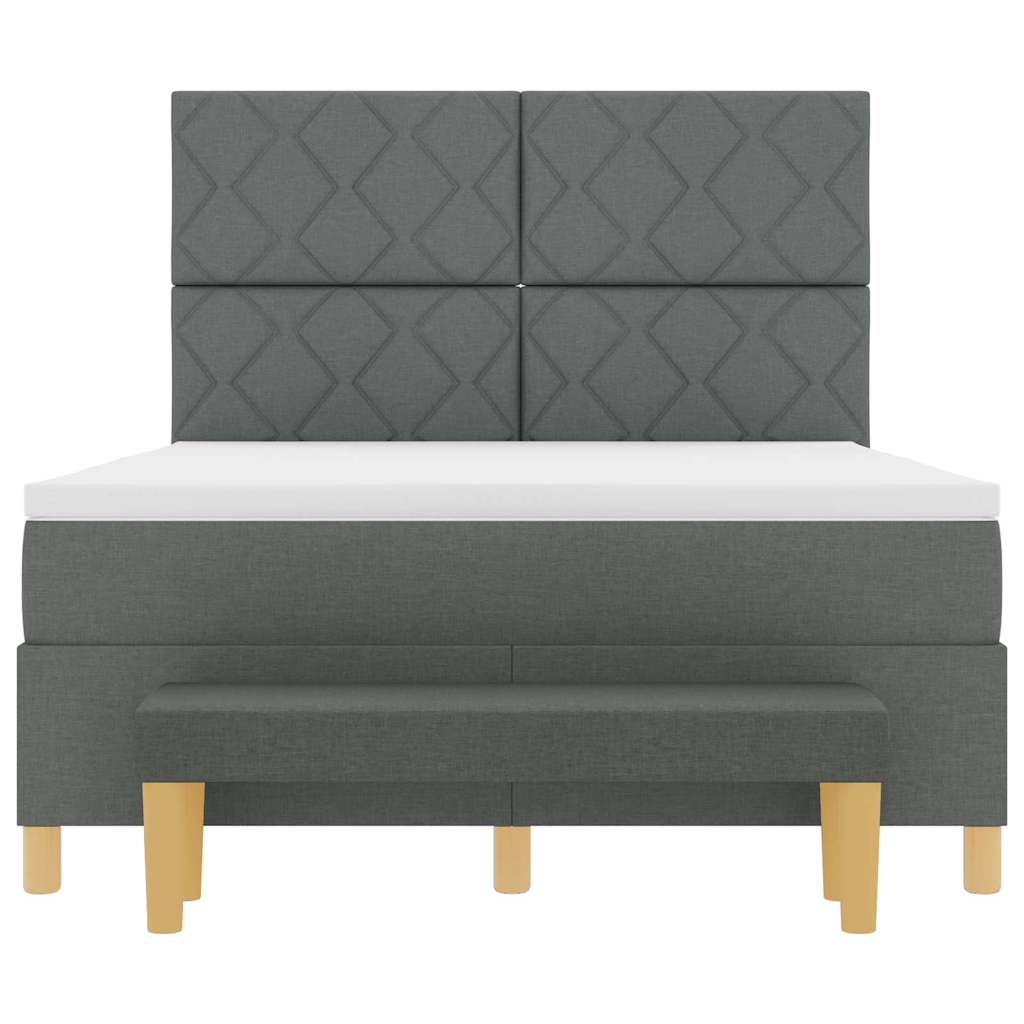 Box spring seng med pude Mørkegrå 200 x 160 cm Stof