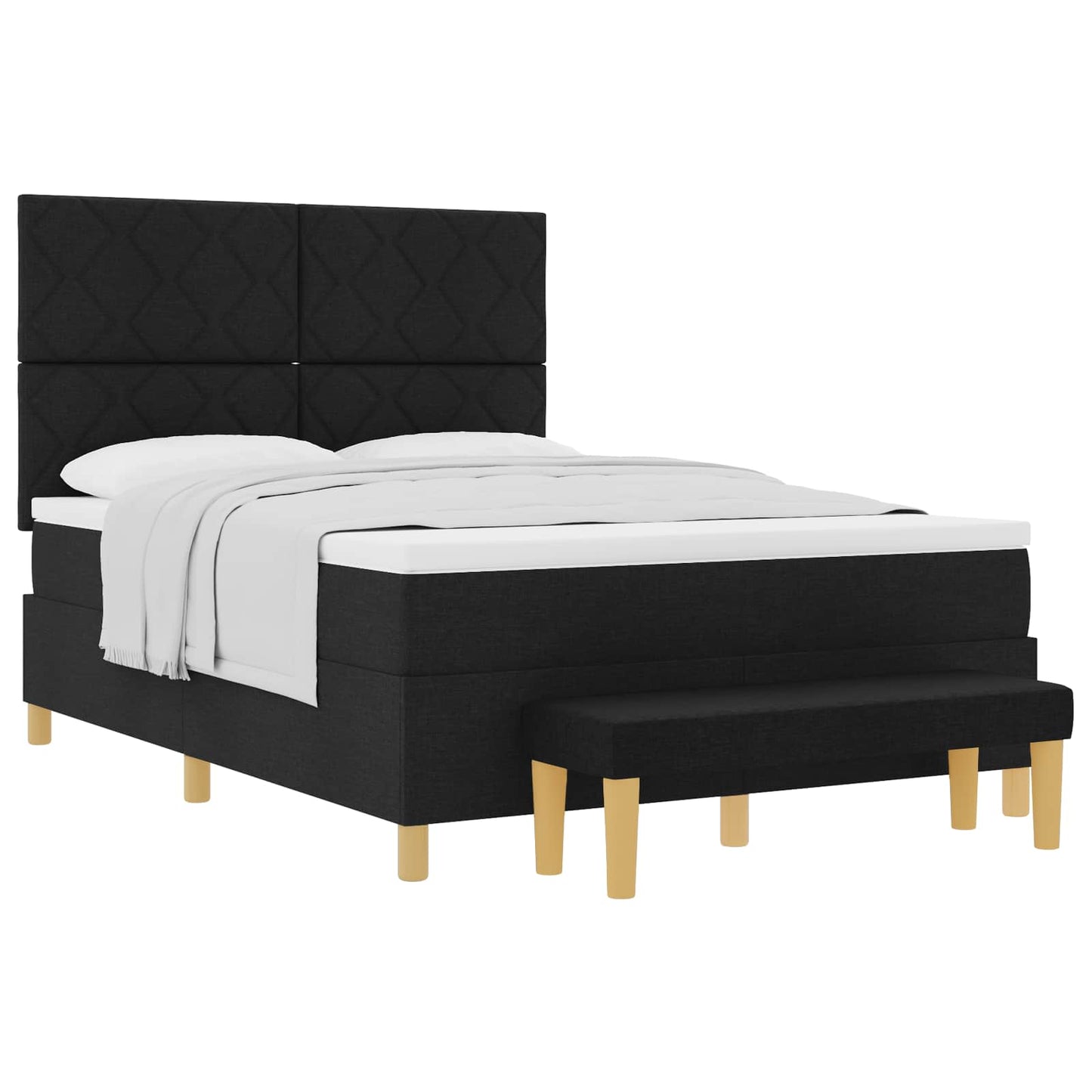 Box spring seng med pude med hovedgærde Sort 200 x 160 cm Stof