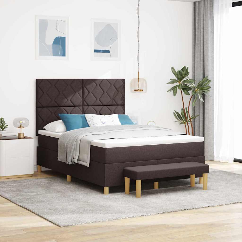 Box spring seng med hovedgærde Mørkebrun 200 x 160 cm Stof