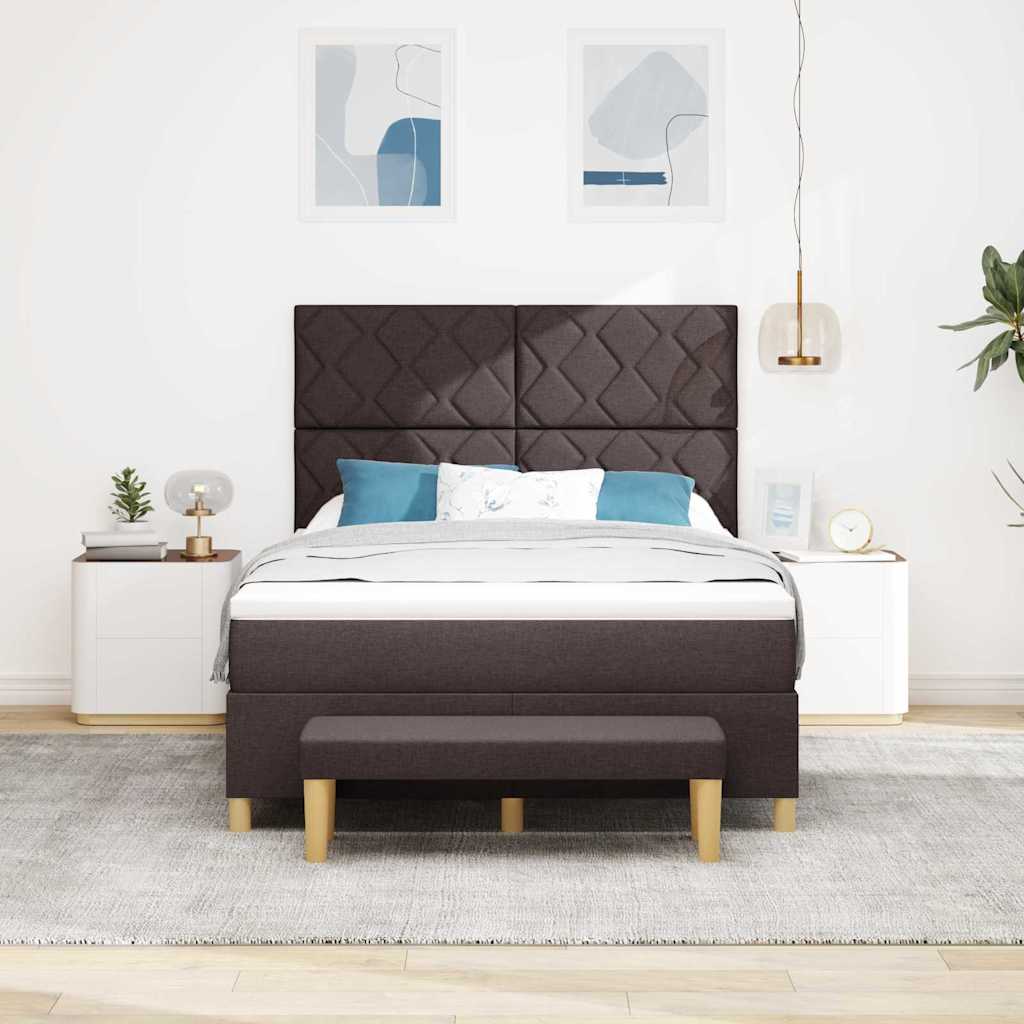 Box spring seng med hovedgærde Mørkebrun 200 x 160 cm Stof