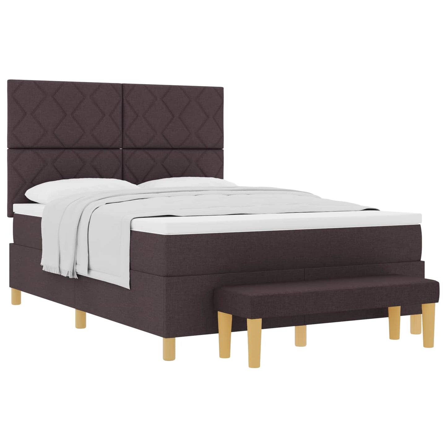 Box spring seng med hovedgærde Mørkebrun 200 x 160 cm Stof