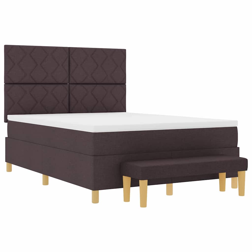Box spring seng med hovedgærde Mørkebrun 200 x 160 cm Stof
