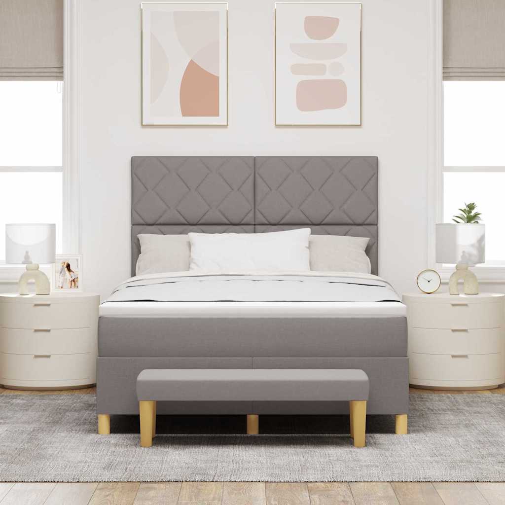 Box spring seng med hovedgærde Gråbrun 200 x 160 cm Stof