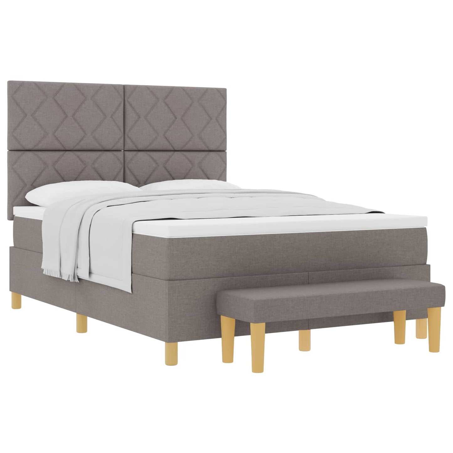 Box spring seng med hovedgærde Gråbrun 200 x 160 cm Stof
