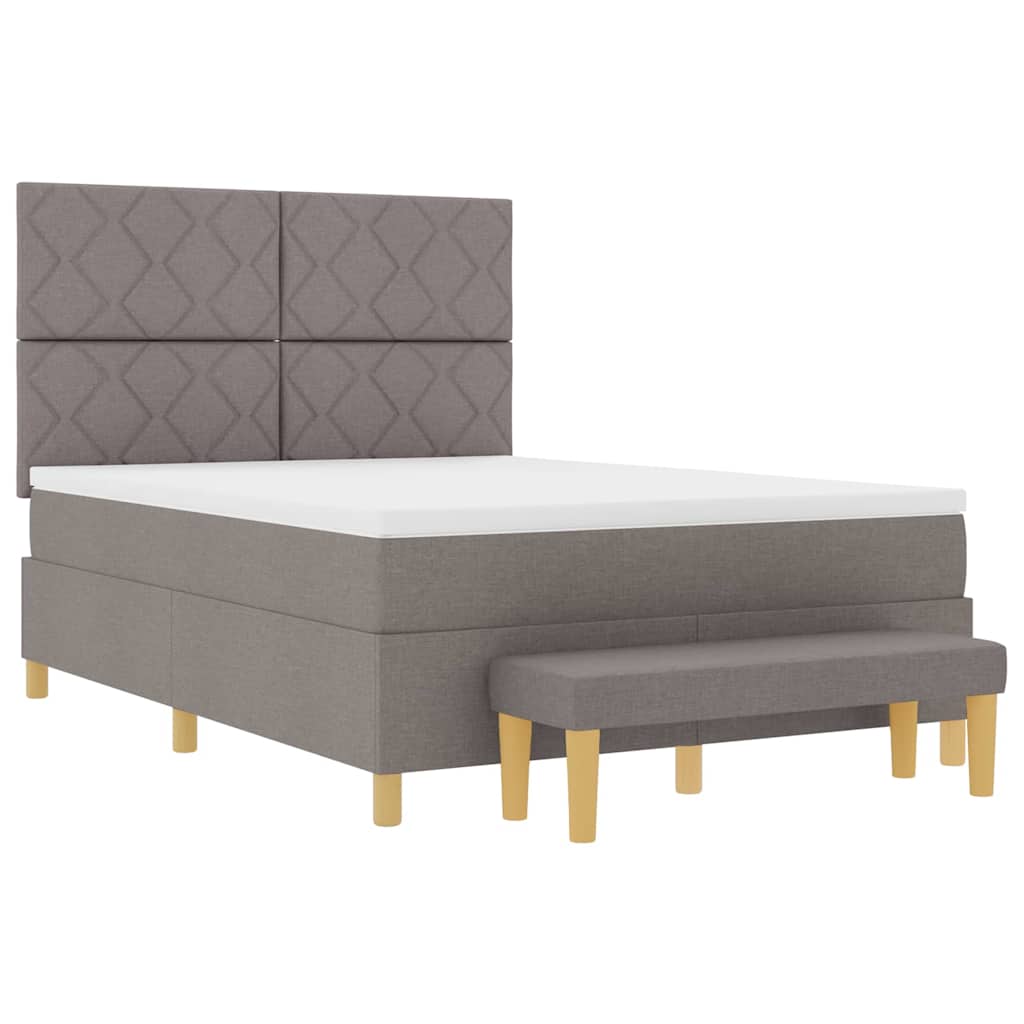 Box spring seng med hovedgærde Gråbrun 200 x 160 cm Stof