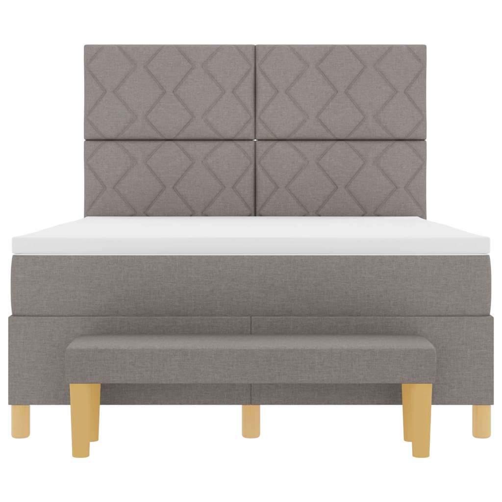 Box spring seng med hovedgærde Gråbrun 200 x 160 cm Stof