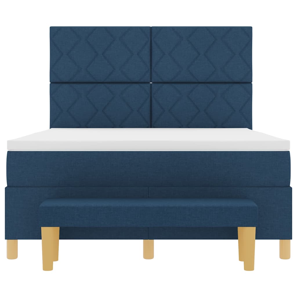 Box spring seng med pude med hovedgærde Blå 200 x 160 cm Stof