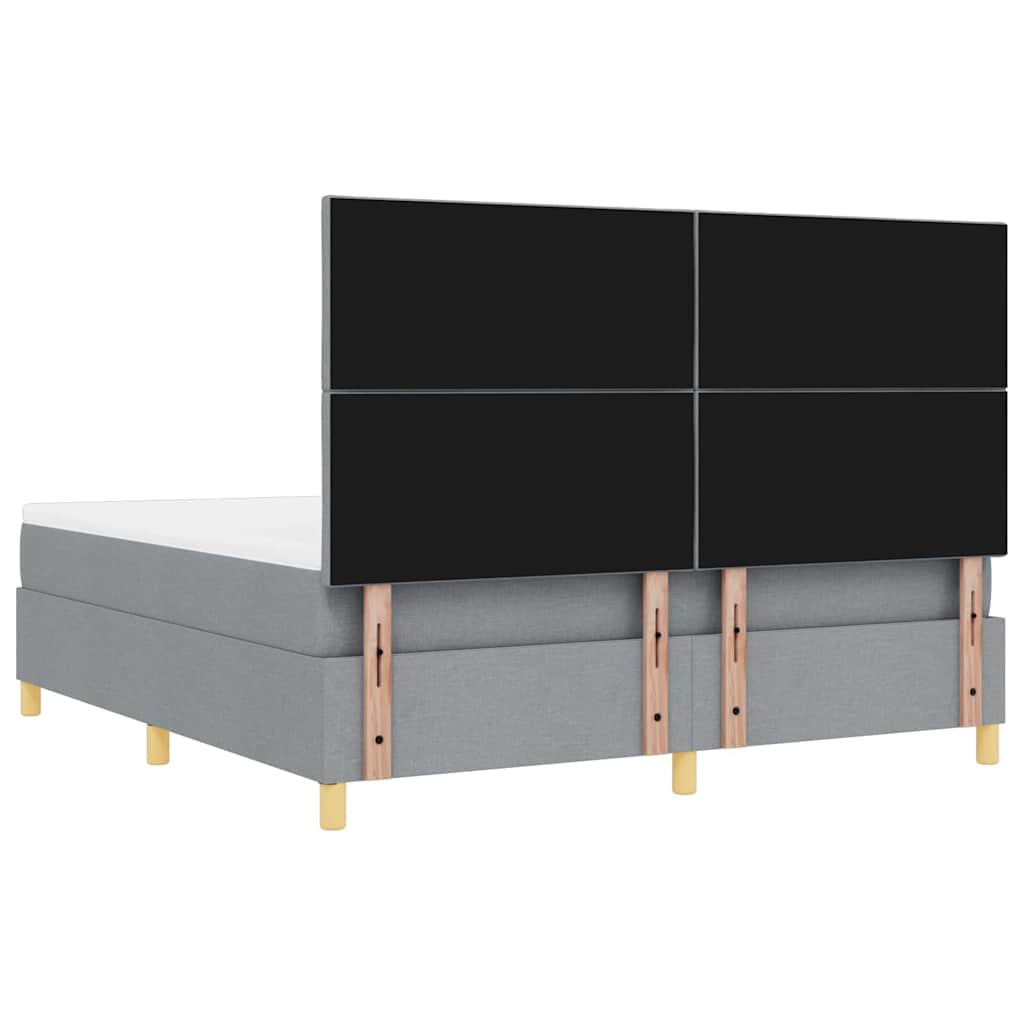 Box spring seng med hovedgærde Lysegrå 200 x 180 cm Stof