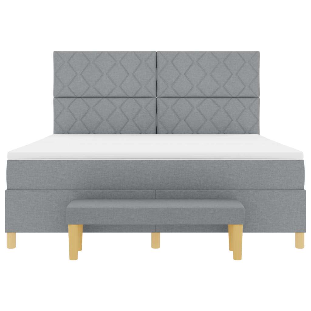 Box spring seng med hovedgærde Lysegrå 200 x 180 cm Stof