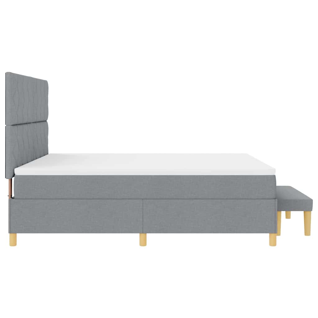 Box spring seng med hovedgærde Lysegrå 200 x 180 cm Stof