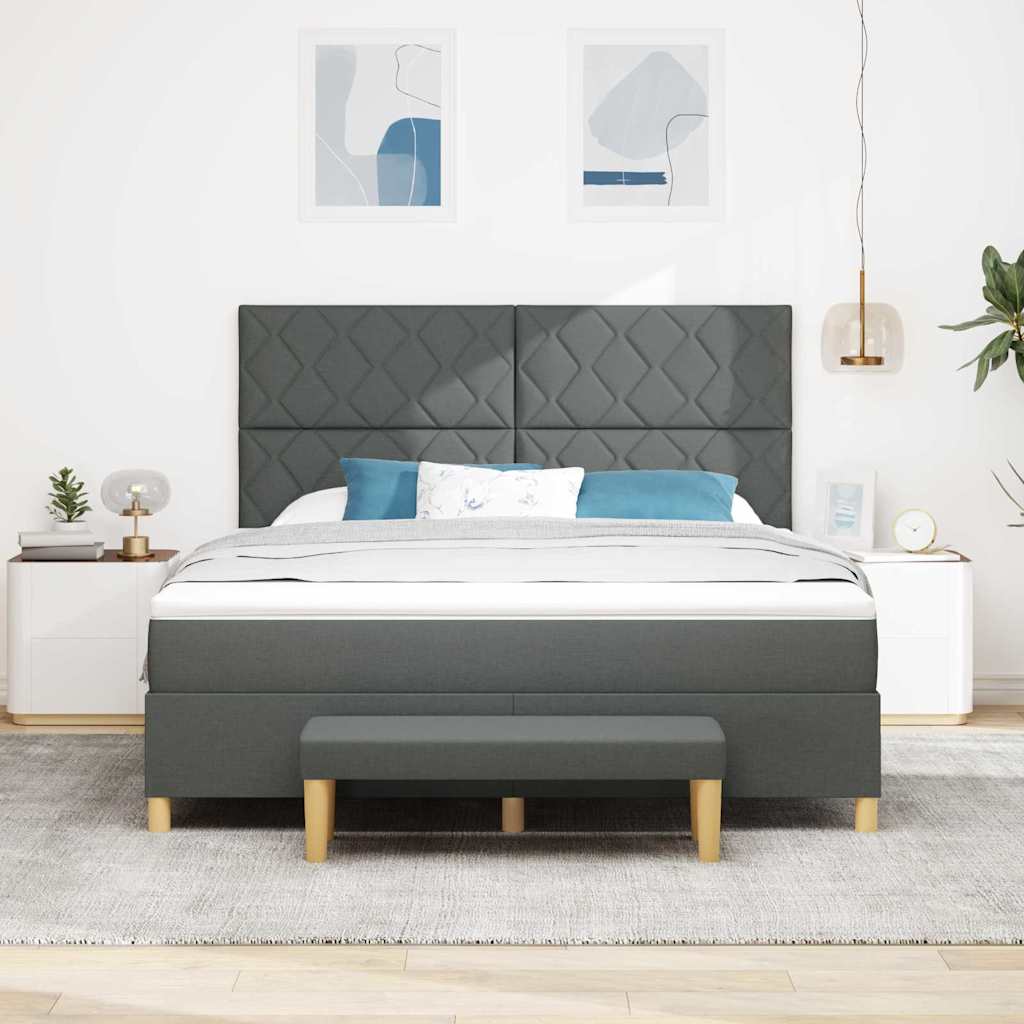 Box spring seng med pude Mørkegrå 200 x 180 cm Stof