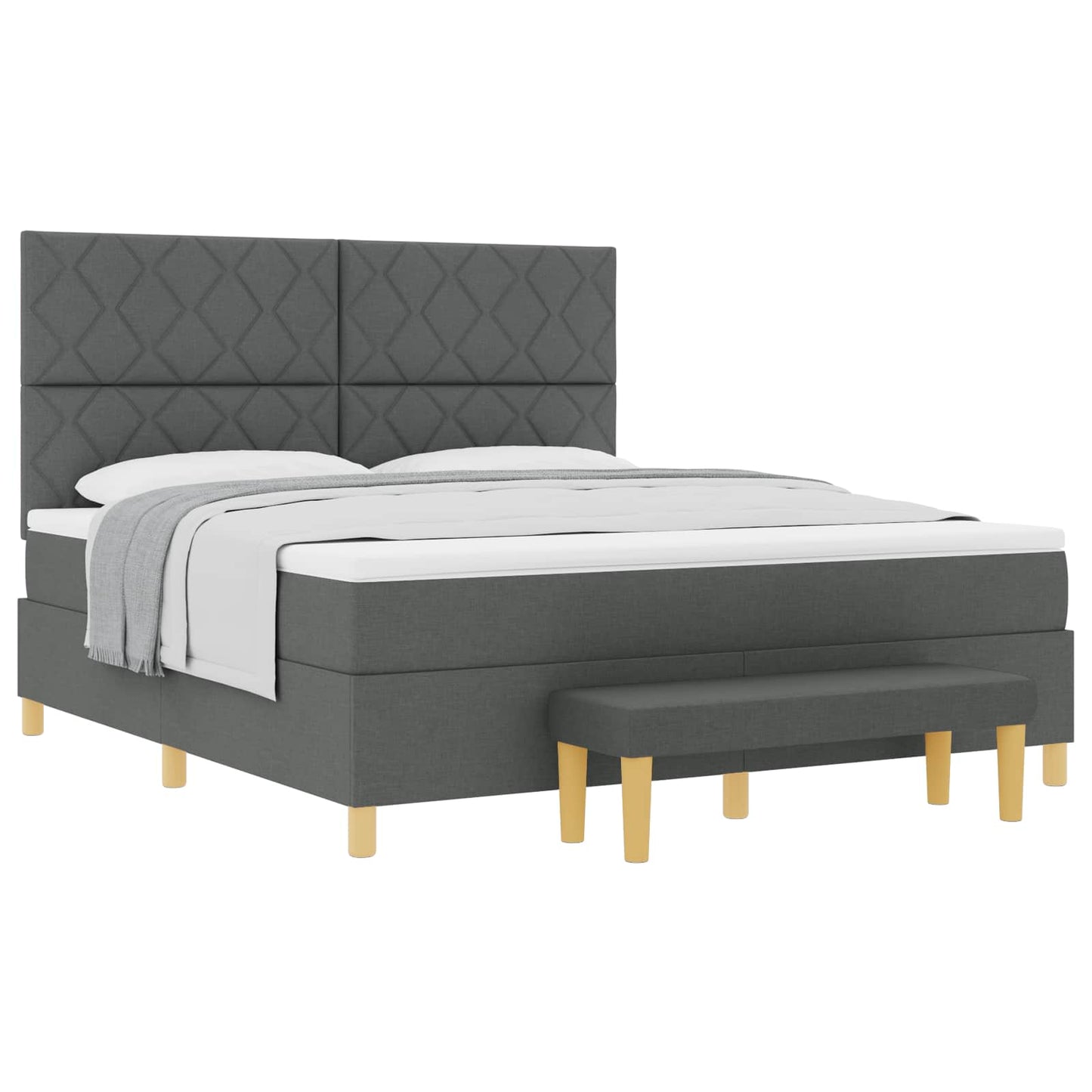 Box spring seng med pude Mørkegrå 200 x 180 cm Stof