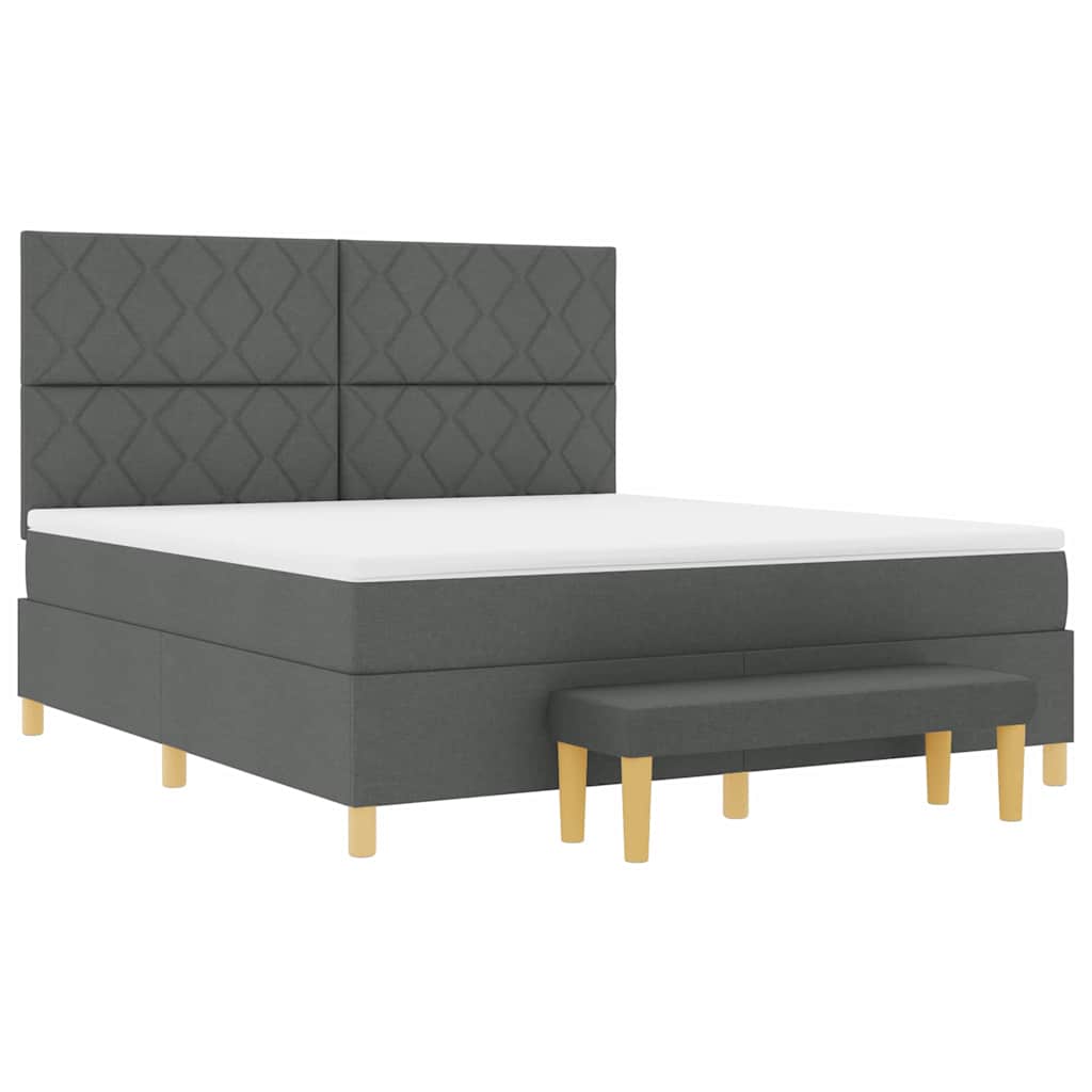 Box spring seng med pude Mørkegrå 200 x 180 cm Stof