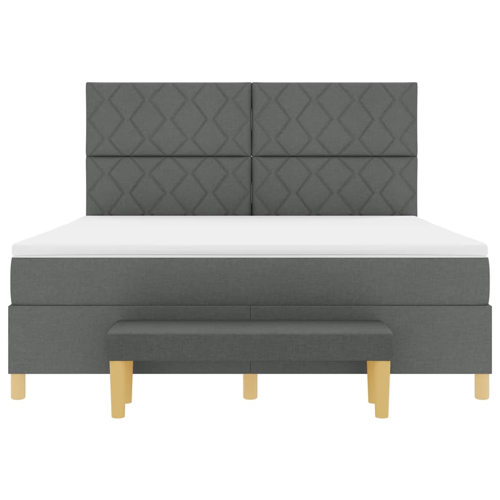 Box spring seng med pude Mørkegrå 200 x 180 cm Stof