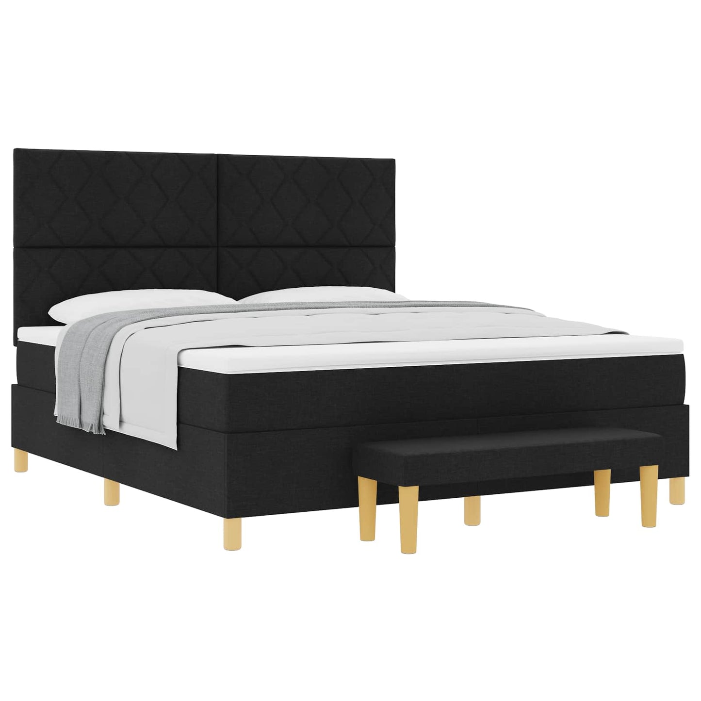 Box spring seng med hovedgærde Sort 200 x 180 cm Stof