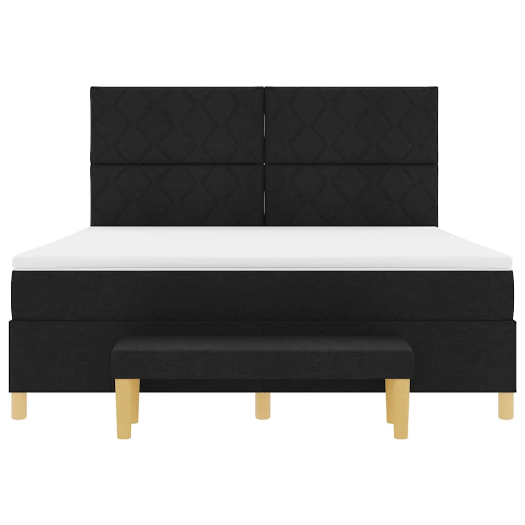 Box spring seng med hovedgærde Sort 200 x 180 cm Stof
