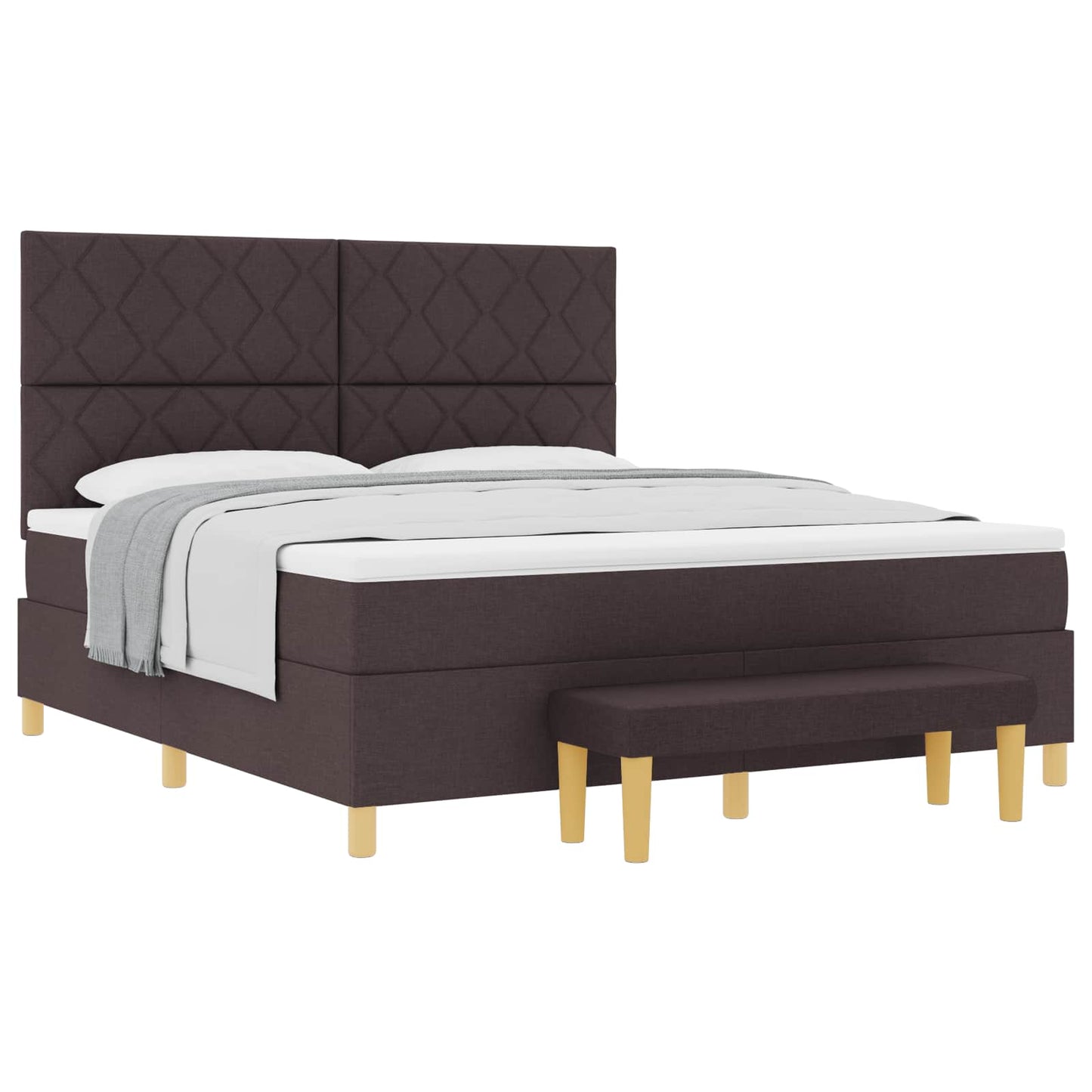 Box spring seng med hovedgærde Mørk Brun 200 x 180 cm Stof