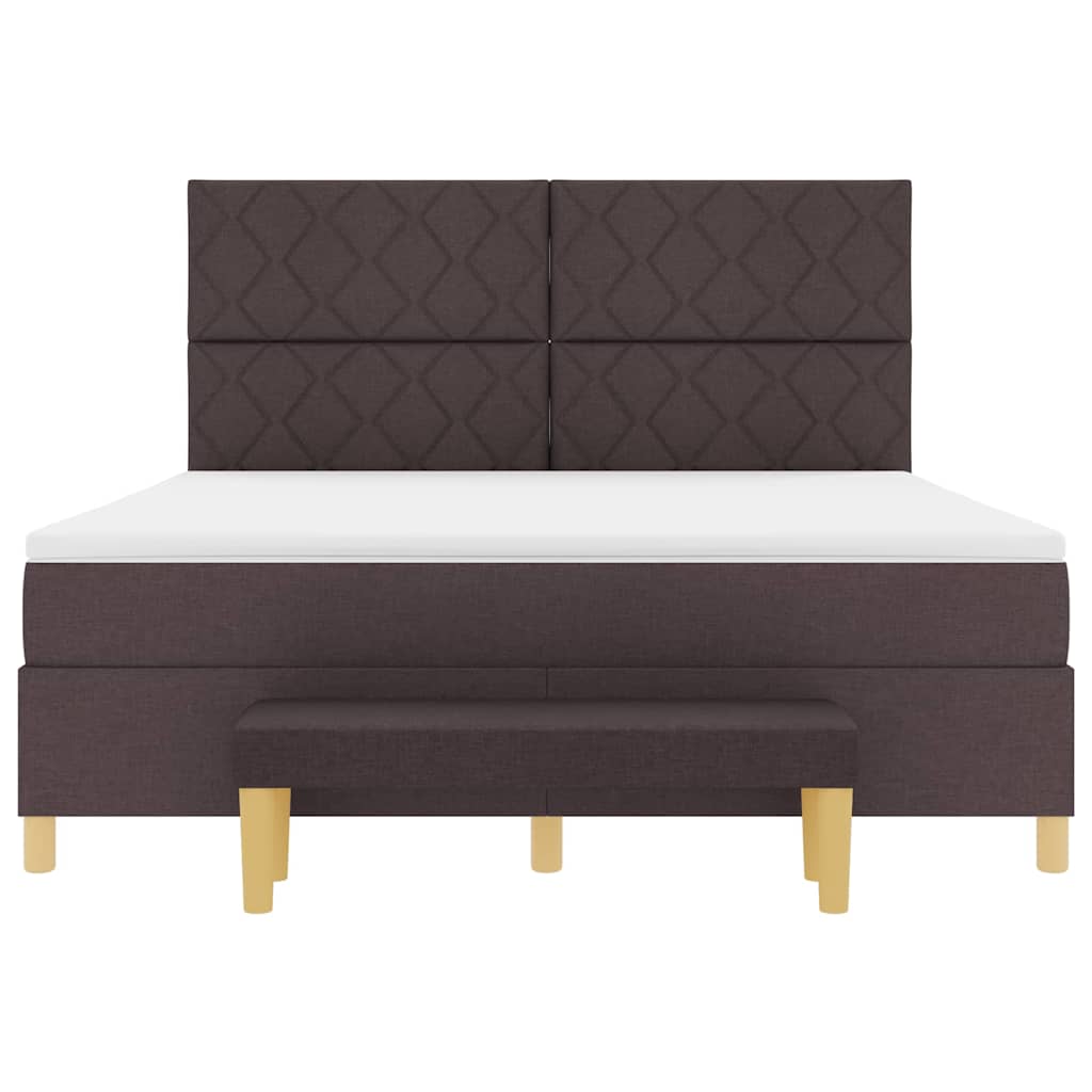 Box spring seng med hovedgærde Mørk Brun 200 x 180 cm Stof