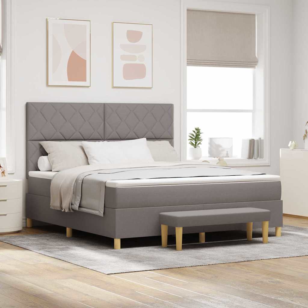 Box spring seng med hovedgærde Gråbrun 180 x 200 cm Stof