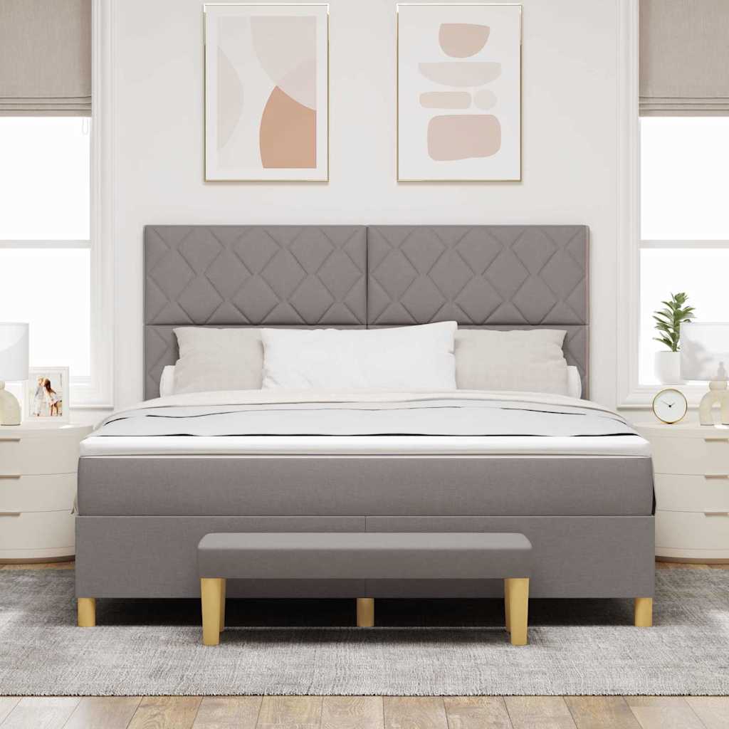 Box spring seng med hovedgærde Gråbrun 180 x 200 cm Stof