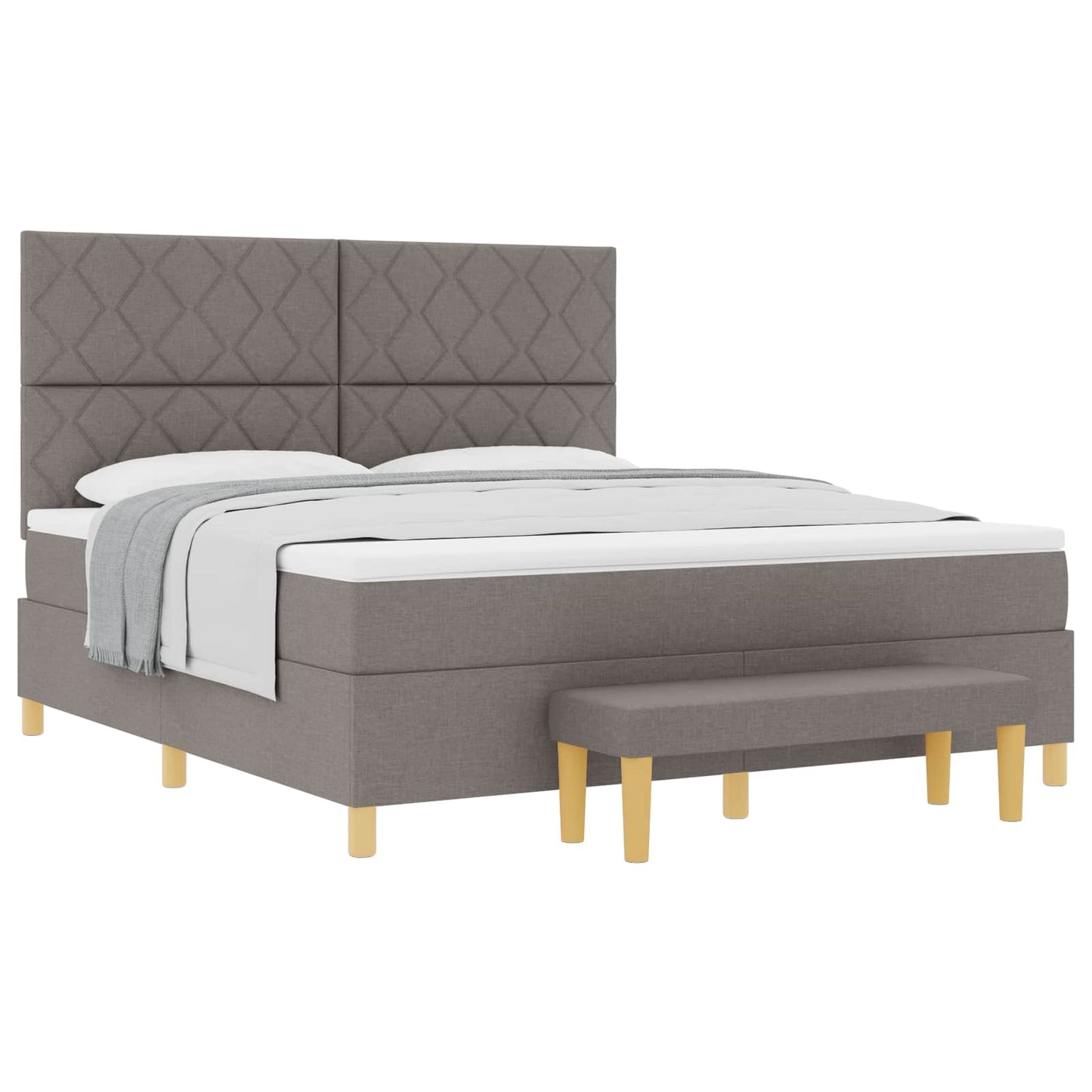 Box spring seng med hovedgærde Gråbrun 180 x 200 cm Stof