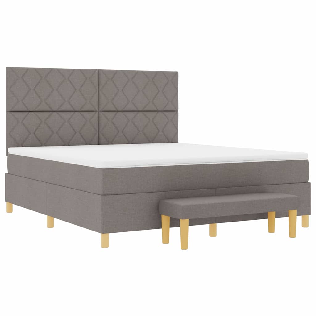 Box spring seng med hovedgærde Gråbrun 180 x 200 cm Stof