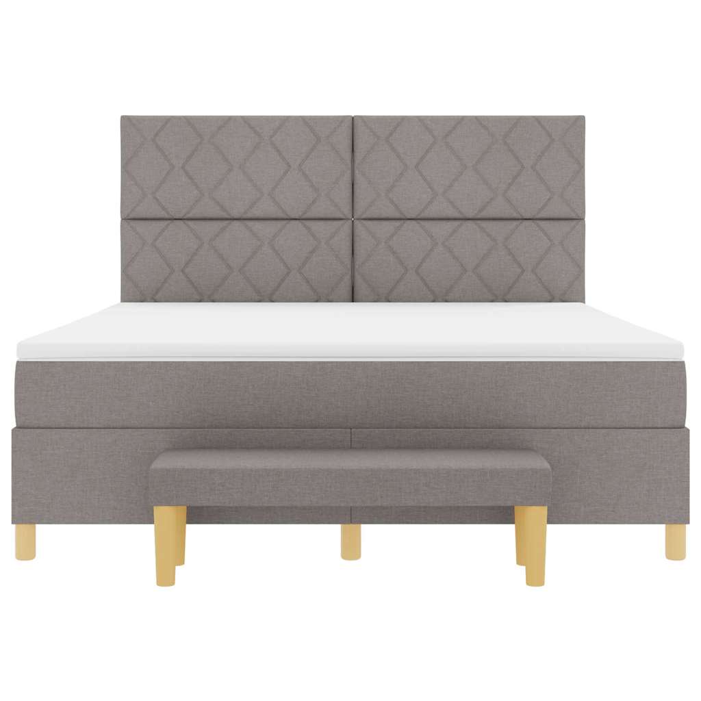 Box spring seng med hovedgærde Gråbrun 180 x 200 cm Stof