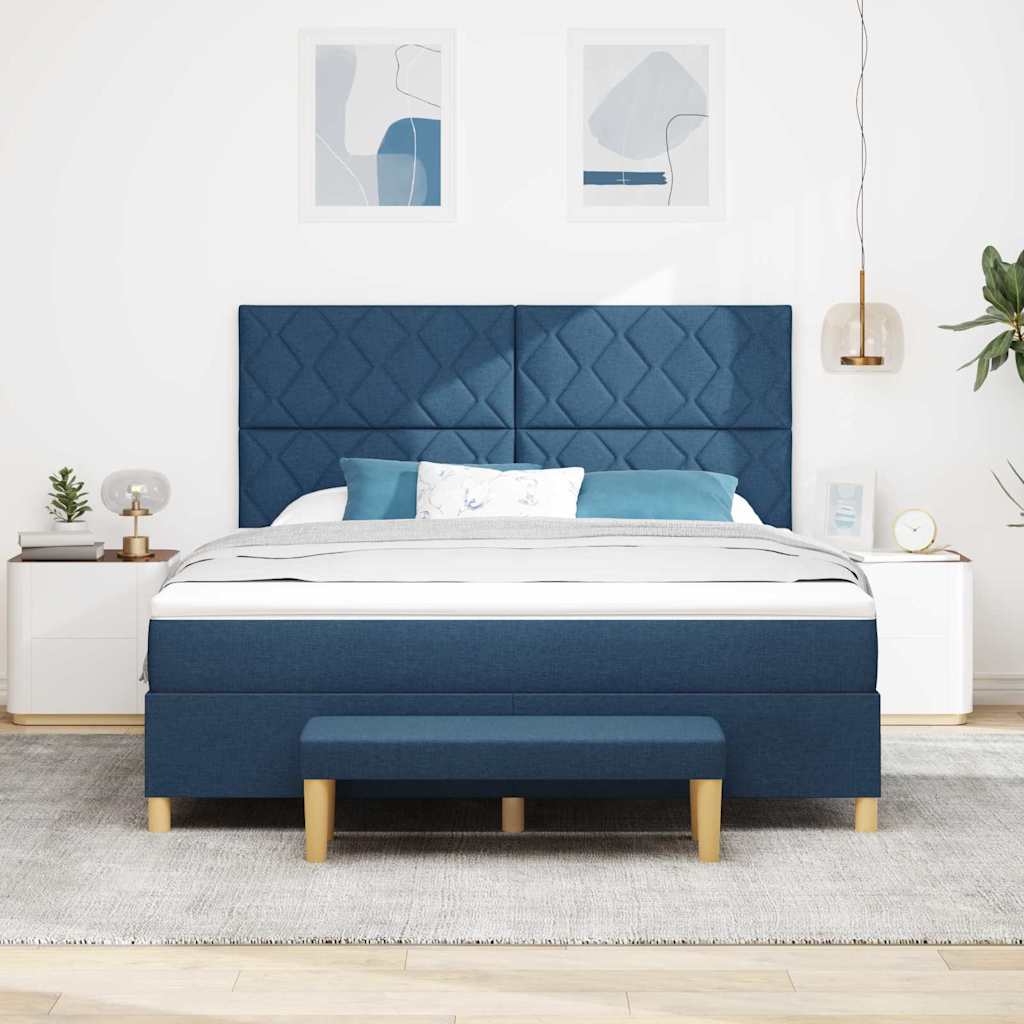 Box spring seng med hovedgærde Blå 200 x 180 cm Stof