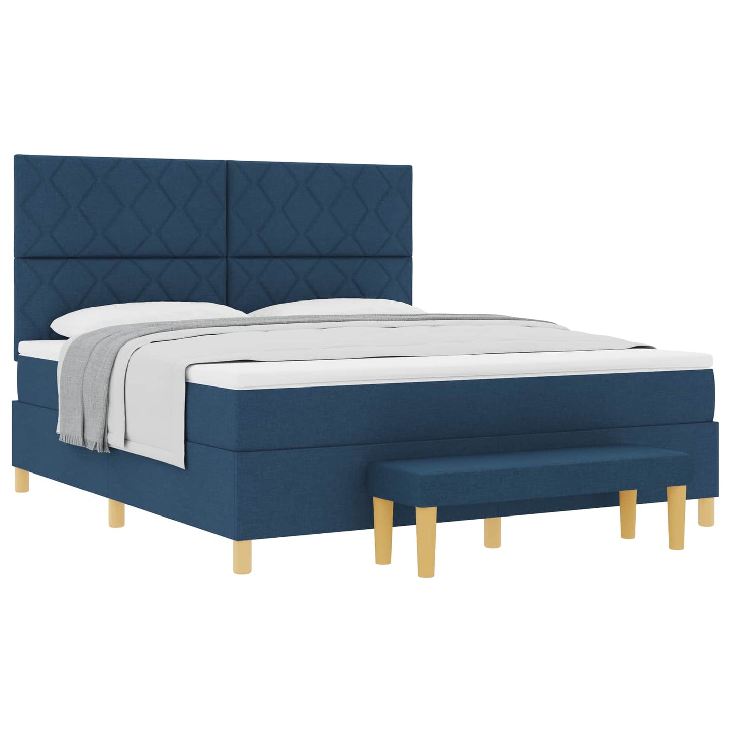 Box spring seng med hovedgærde Blå 200 x 180 cm Stof