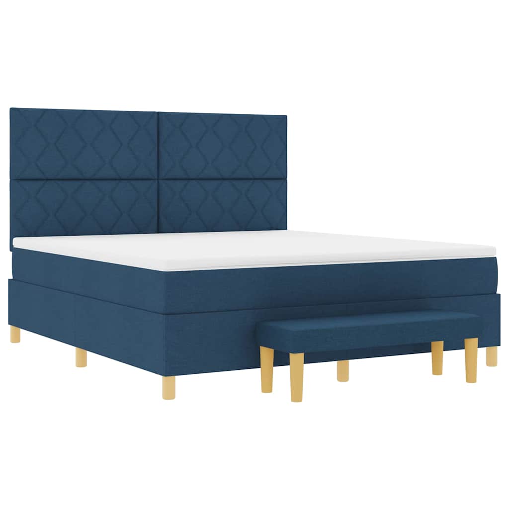 Box spring seng med hovedgærde Blå 200 x 180 cm Stof