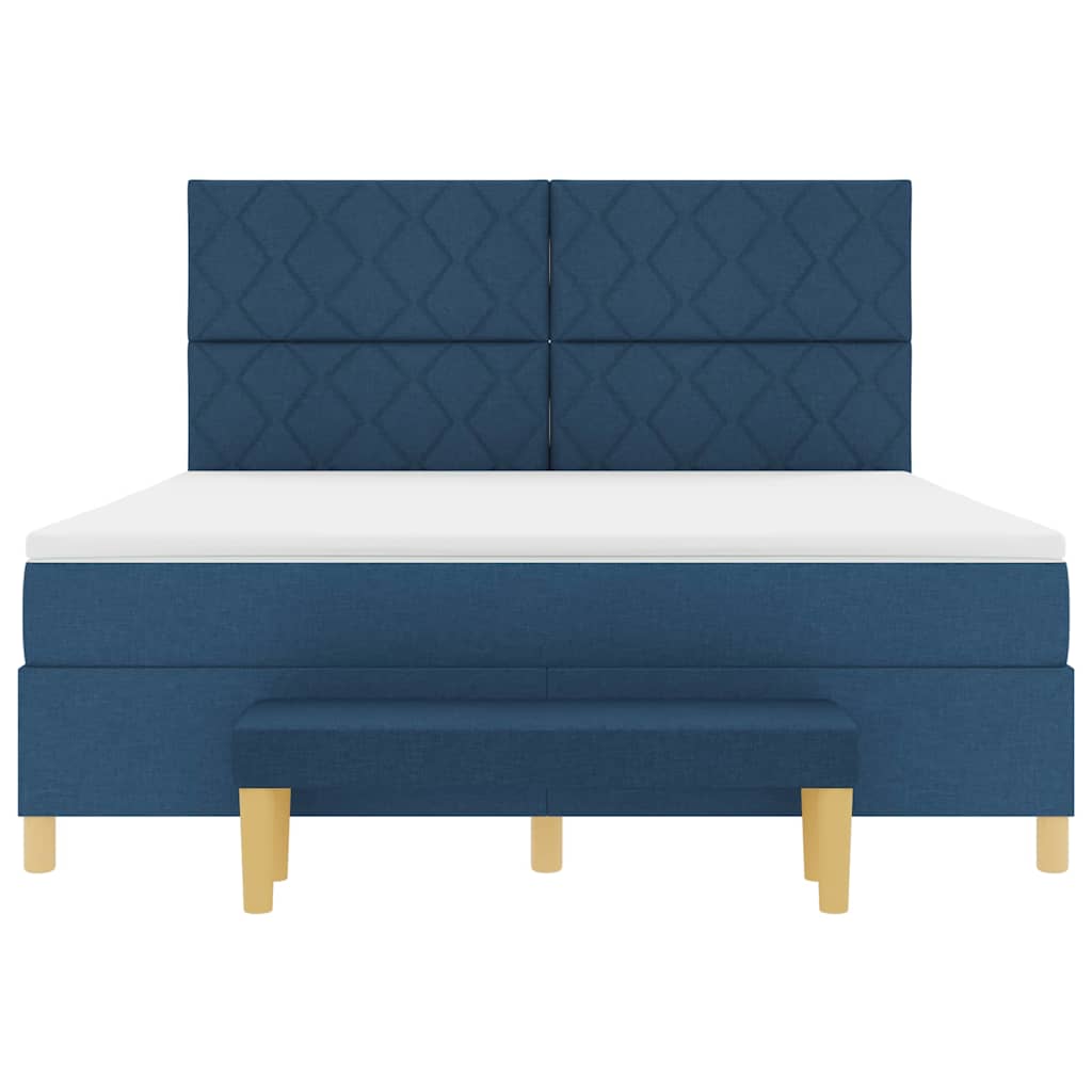 Box spring seng med hovedgærde Blå 200 x 180 cm Stof
