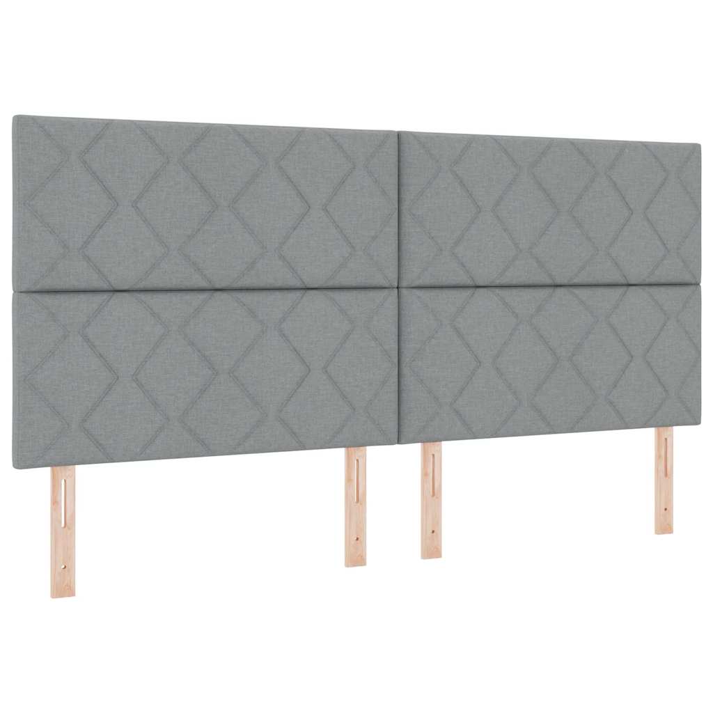 Box spring seng med pude Lysegrå 200 x 200 cm Stof