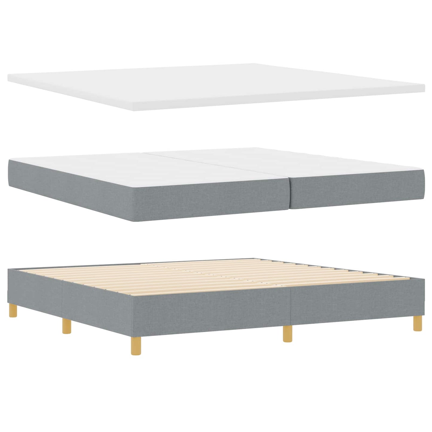 Box spring seng med pude Lysegrå 200 x 200 cm Stof