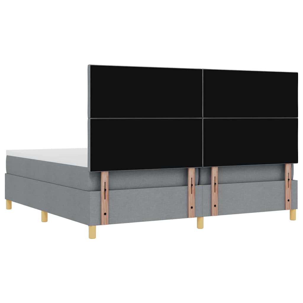 Box spring seng med pude Lysegrå 200 x 200 cm Stof