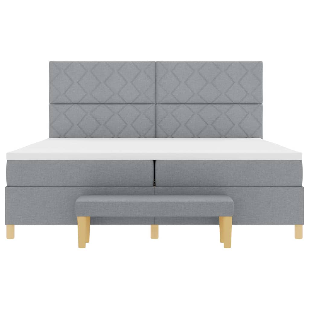 Box spring seng med pude Lysegrå 200 x 200 cm Stof