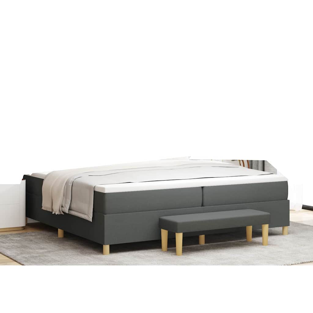 Box spring seng med hovedgærde Mørkegrå 200 x 200 cm Stof