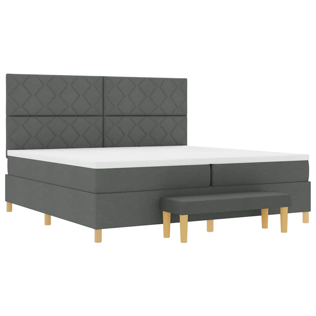 Box spring seng med hovedgærde Mørkegrå 200 x 200 cm Stof